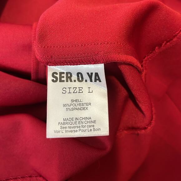SER.O.YA Mave Long Sleeve Mock Neck Open Back Ruby Red Mini Dress Size Large - Picture 13 of 13